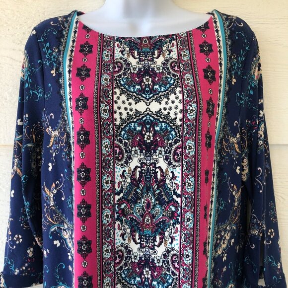 Petite Medium Chico’s Medallion Tie Sleeve Fully Lined Dress Size 8 - Picture 15 of 16